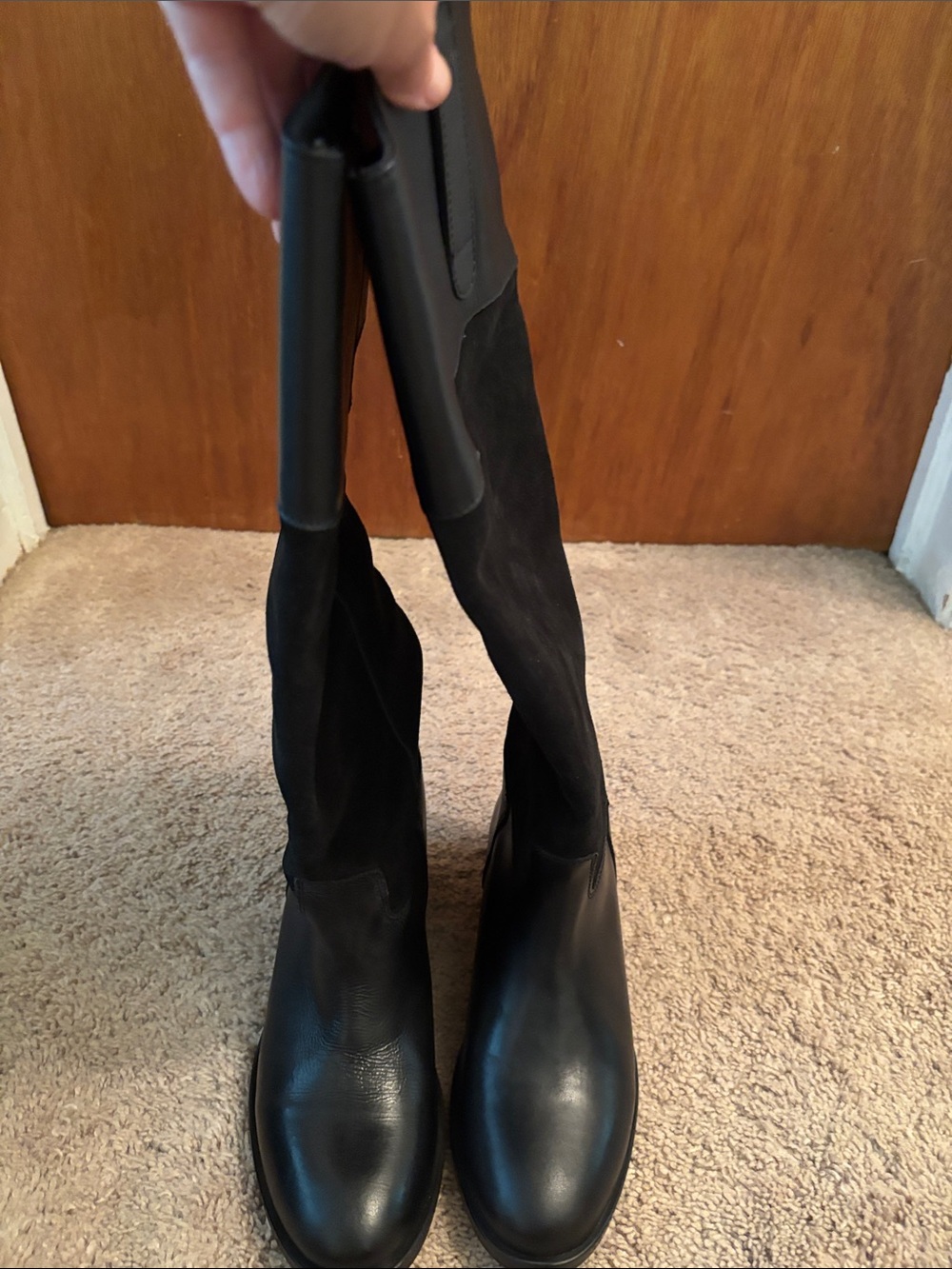 Steve Madden Black Leather and Suede Over-the-Knee Boots
